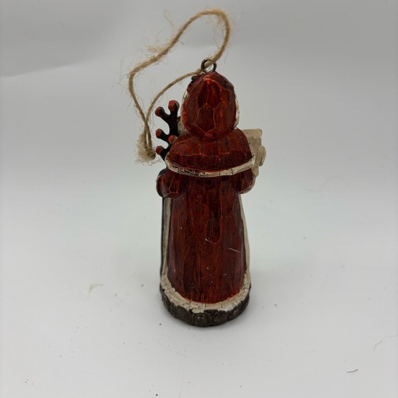 Vintage Holiday Santa Ornament with Owl And Red Bird Details - Picture 4 of 4